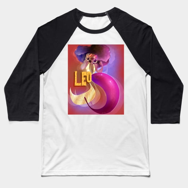 LEO Horoscope Zodiac Artwork Baseball T-Shirt by irisatakoyuncu